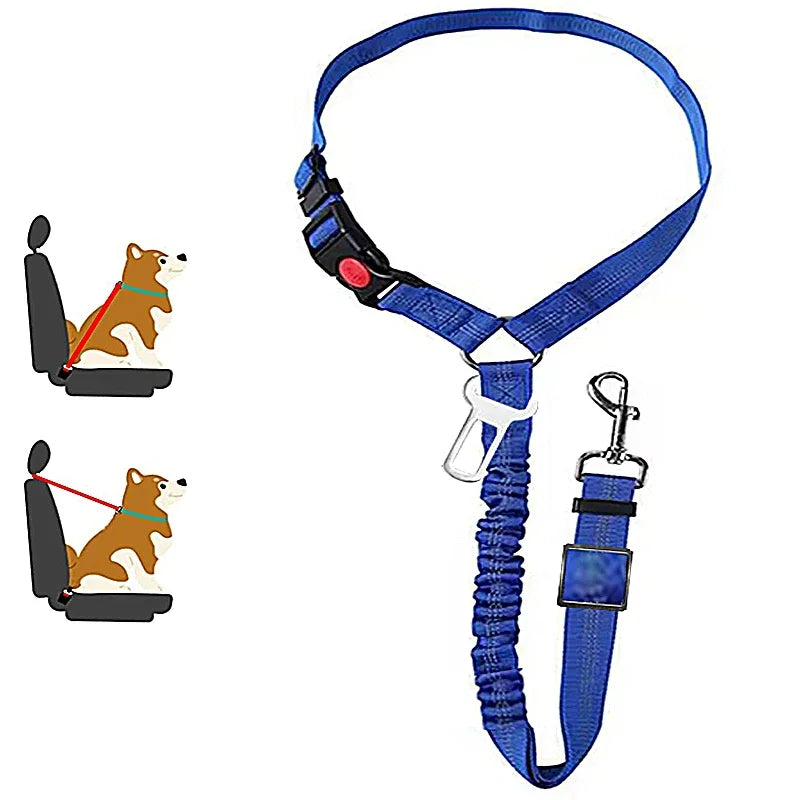 Solid Two-in-One Pet Car Seat Belt Harness Leash Adjustable